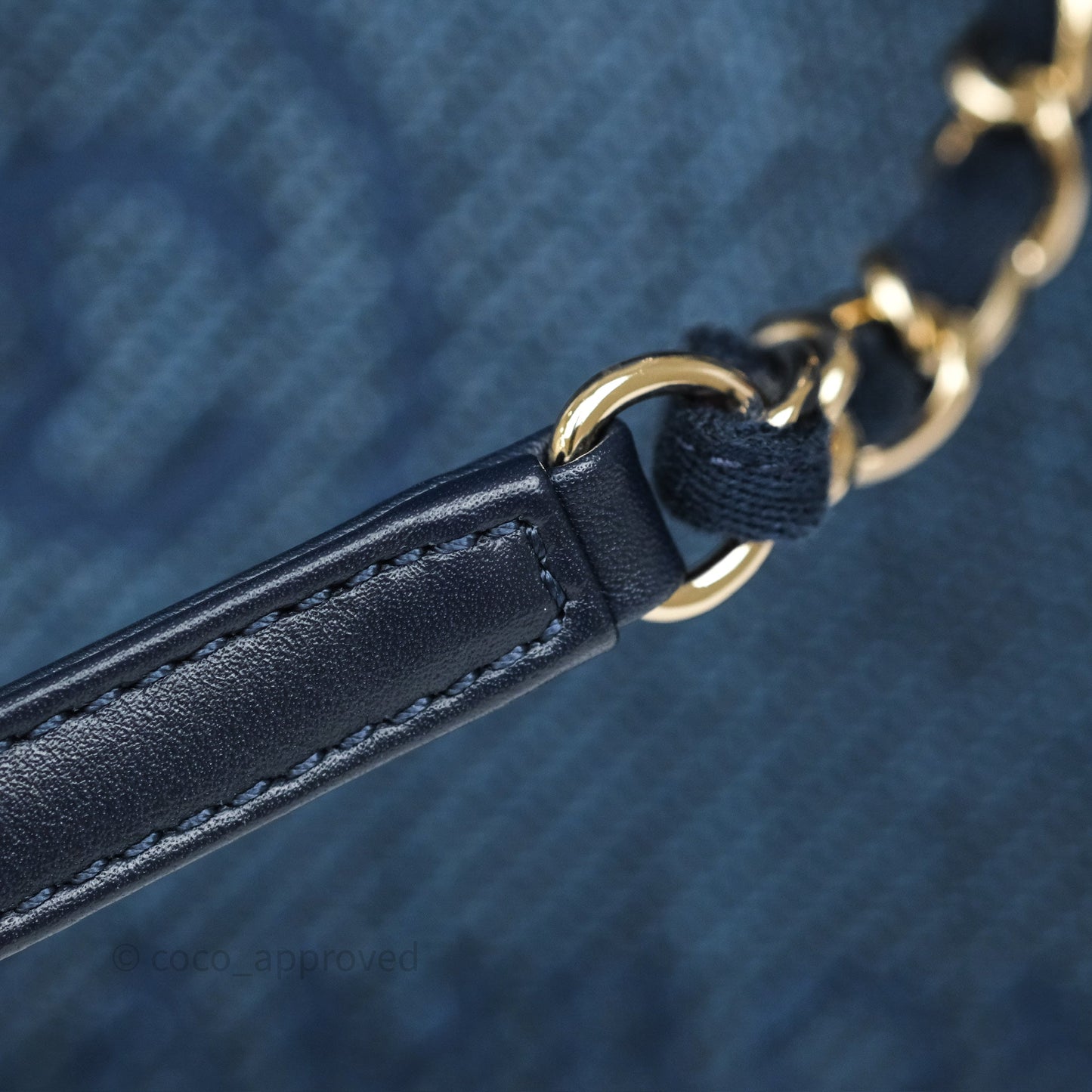 Chanel Medium Deauville Tote Navy Raffia Gold Hardware