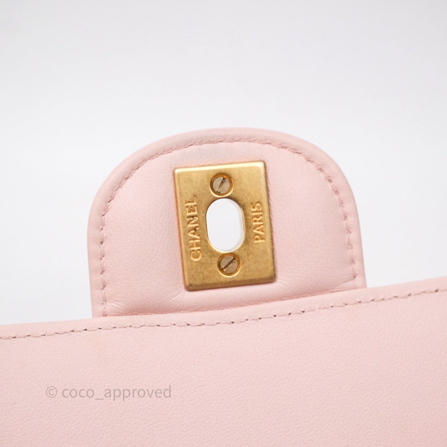 Chanel Top Handle Mini Rectangular Flap Bag Pink Lambskin Aged Gold Hardware