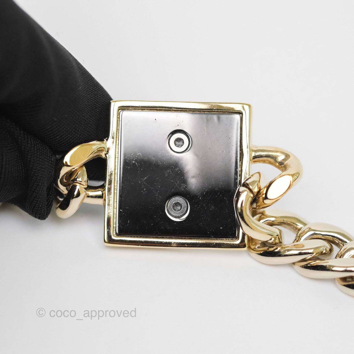 Chanel Square CC Chain Necklace Gold Tone 23B