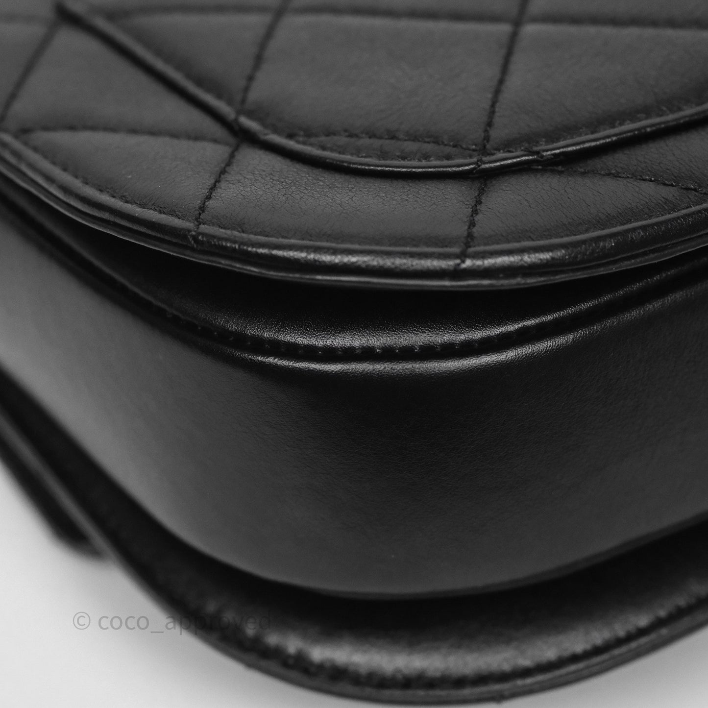 Chanel Mini Moon Messenger Bag Black Calfskin Aged Gold Hardware
