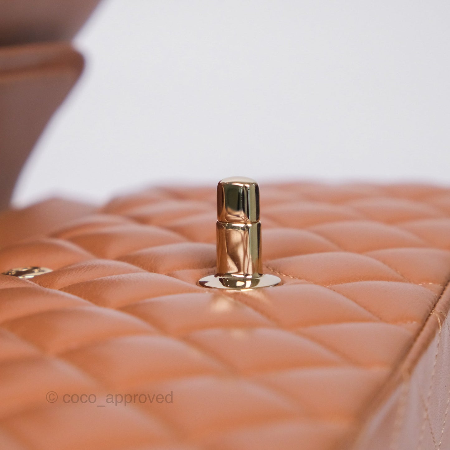 Chanel Medium Classic Quilted Flap Dark Beige Caramel Lambskin Gold Hardware