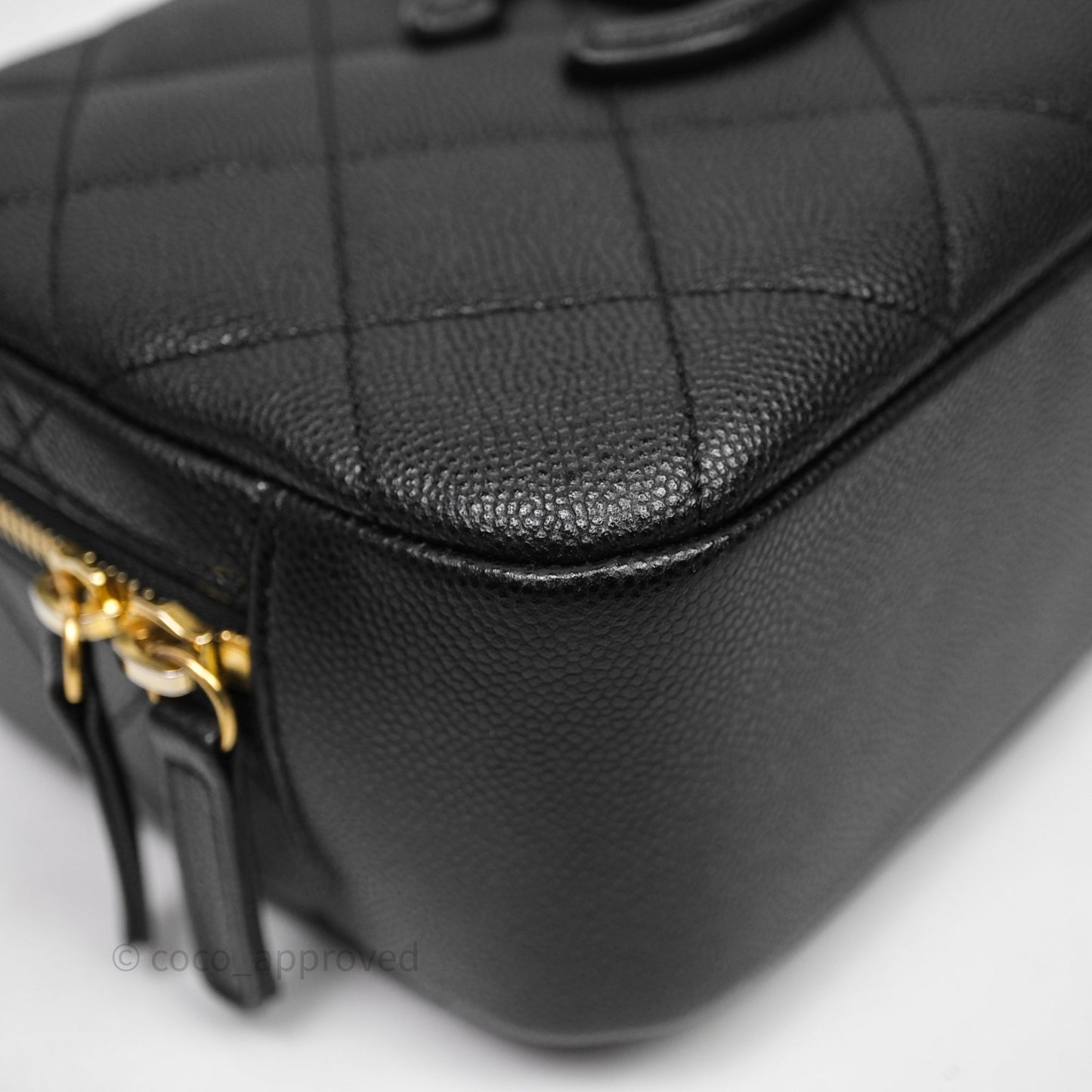 Chanel CC Top Handle Vanity Case Black Caviar Gold Hardware 23P