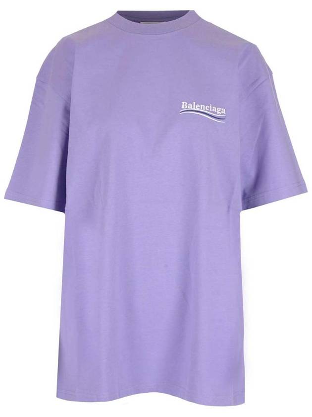 Luxury Balenciaga Wave Logo Political Campaign Large Fit Short Sleeve T-Shirt Purple