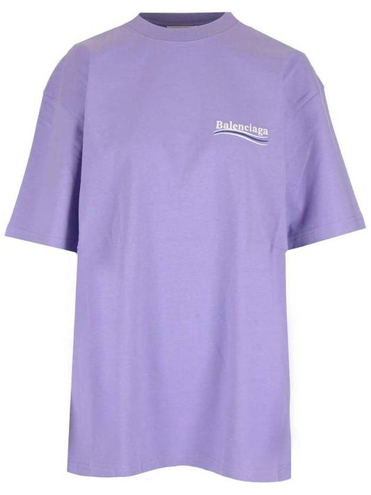 Luxury Balenciaga Wave Logo Political Campaign Large Fit Short Sleeve T-Shirt Purple