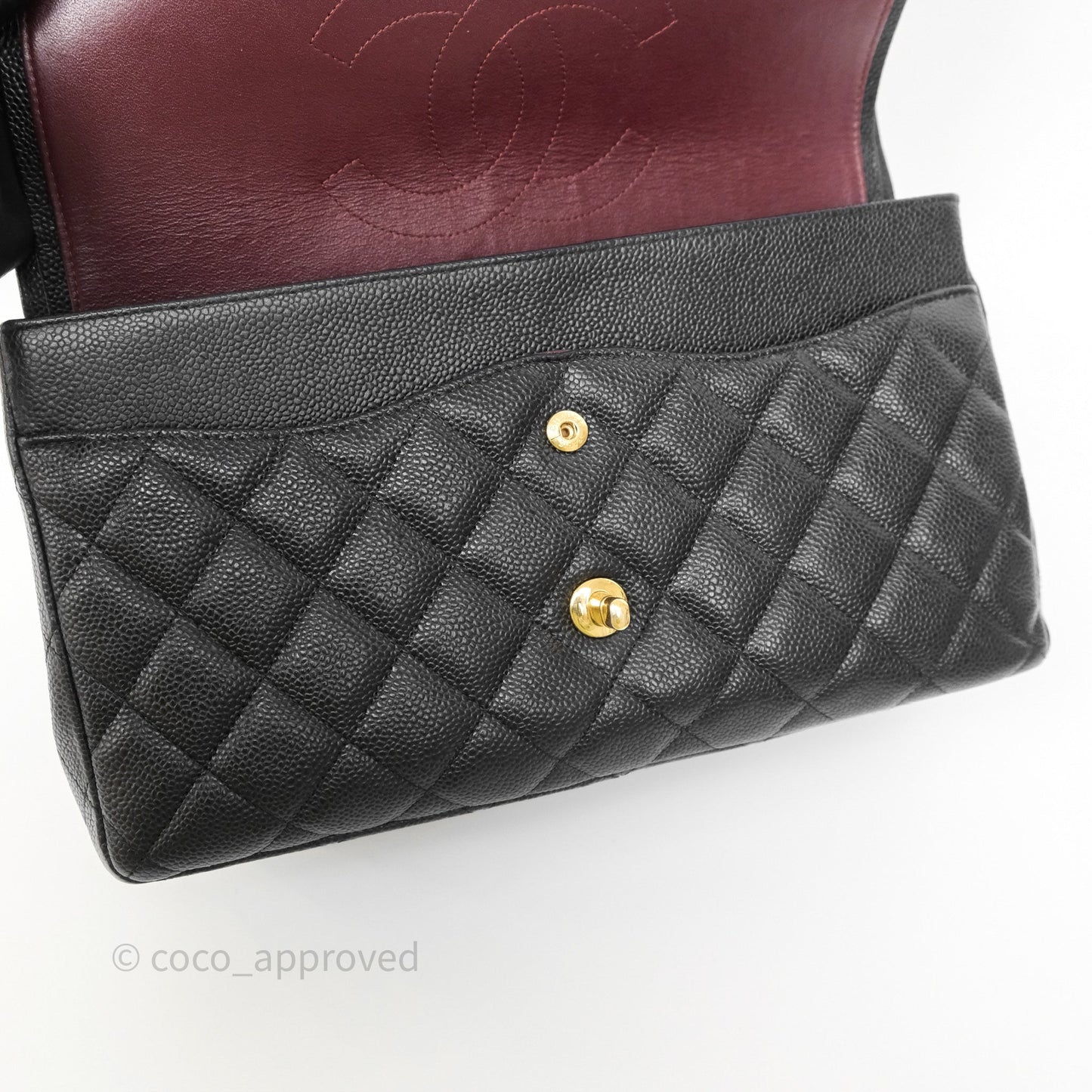 Chanel Jumbo Double Flap Quilted Black Caviar Gold Hardware⁣⁣