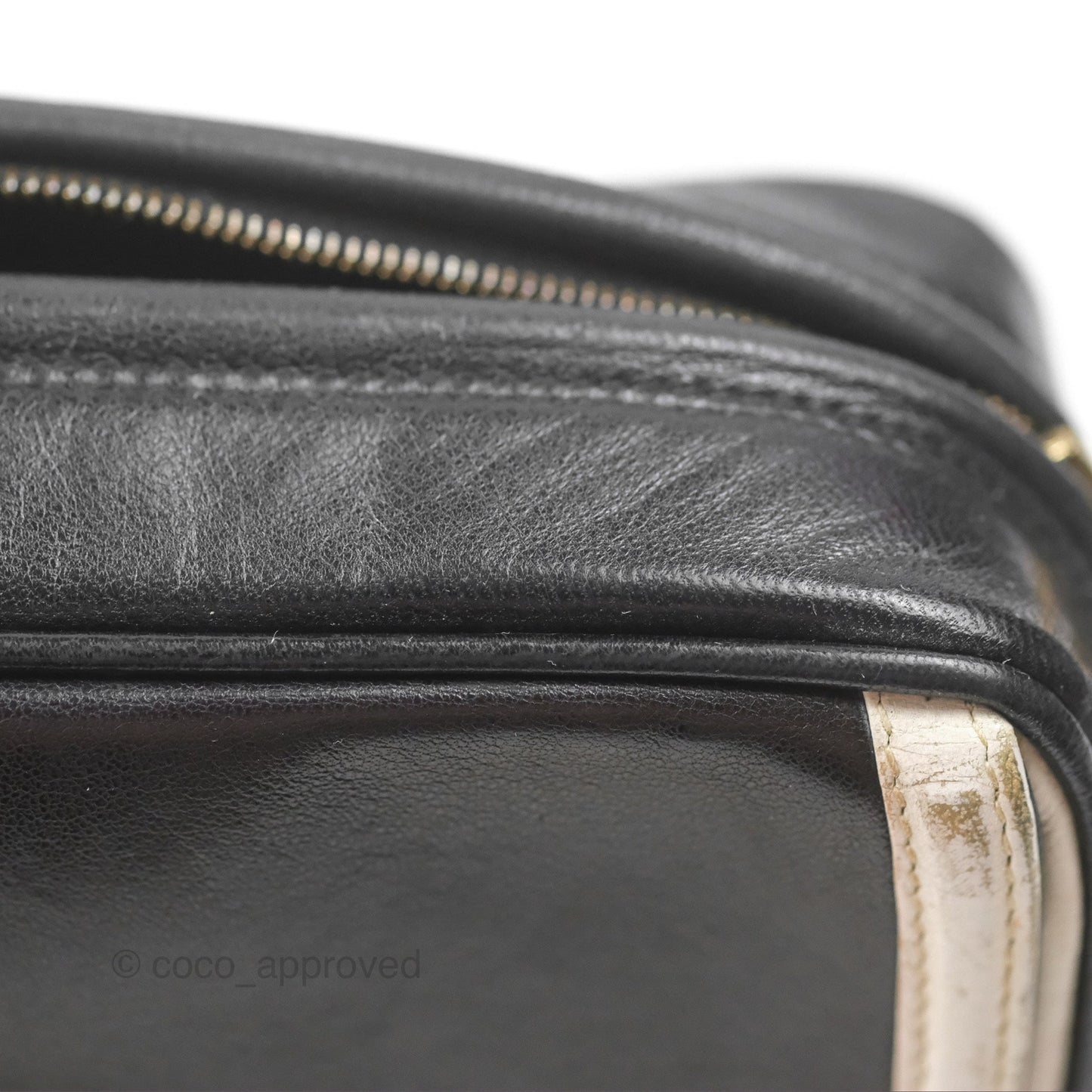 Chanel Vintage White CC Camera Bag Black Lambskin Gold Hardware