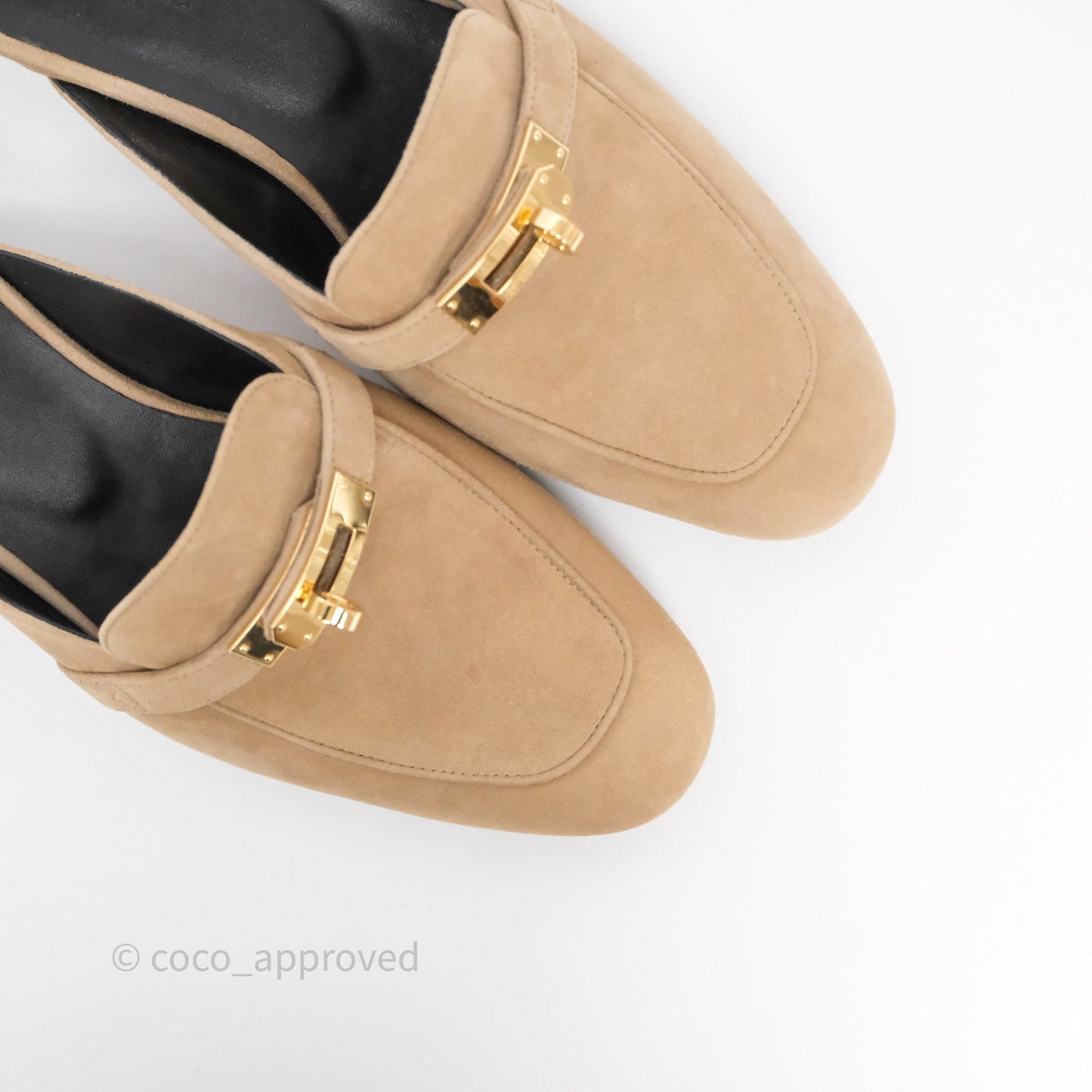 Hermès Oz Velvet Mules in Beige Sable Gold Hardware Size 37.5
