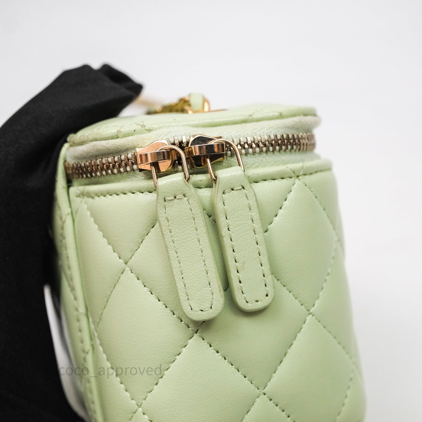 Chanel Mini Pearl Crush Vanity With Chain Green Aged Gold Hardware