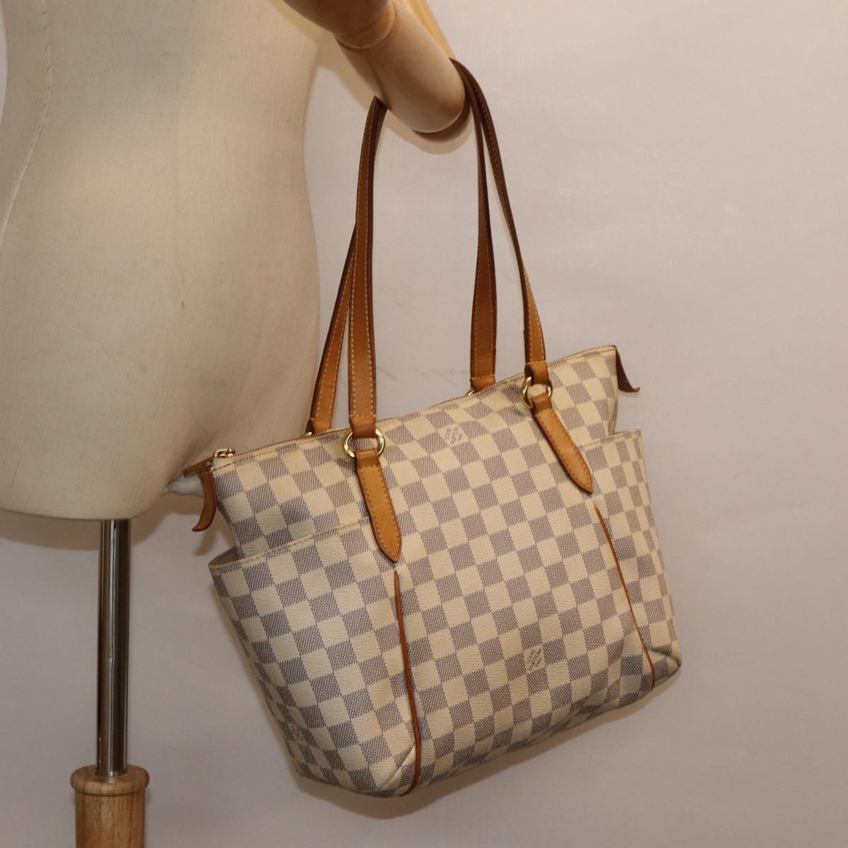 LOUIS VUITTON Damier Azur Totally PM Tote Bag N41280 LV 78566