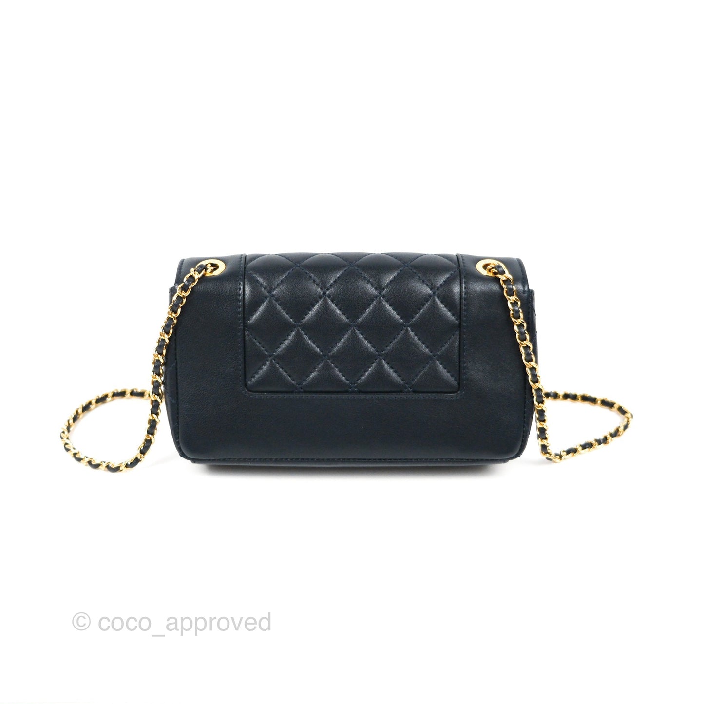 Chanel Small Vintage Mademoiselle Flap Navy Sheepskin Gold Hardware