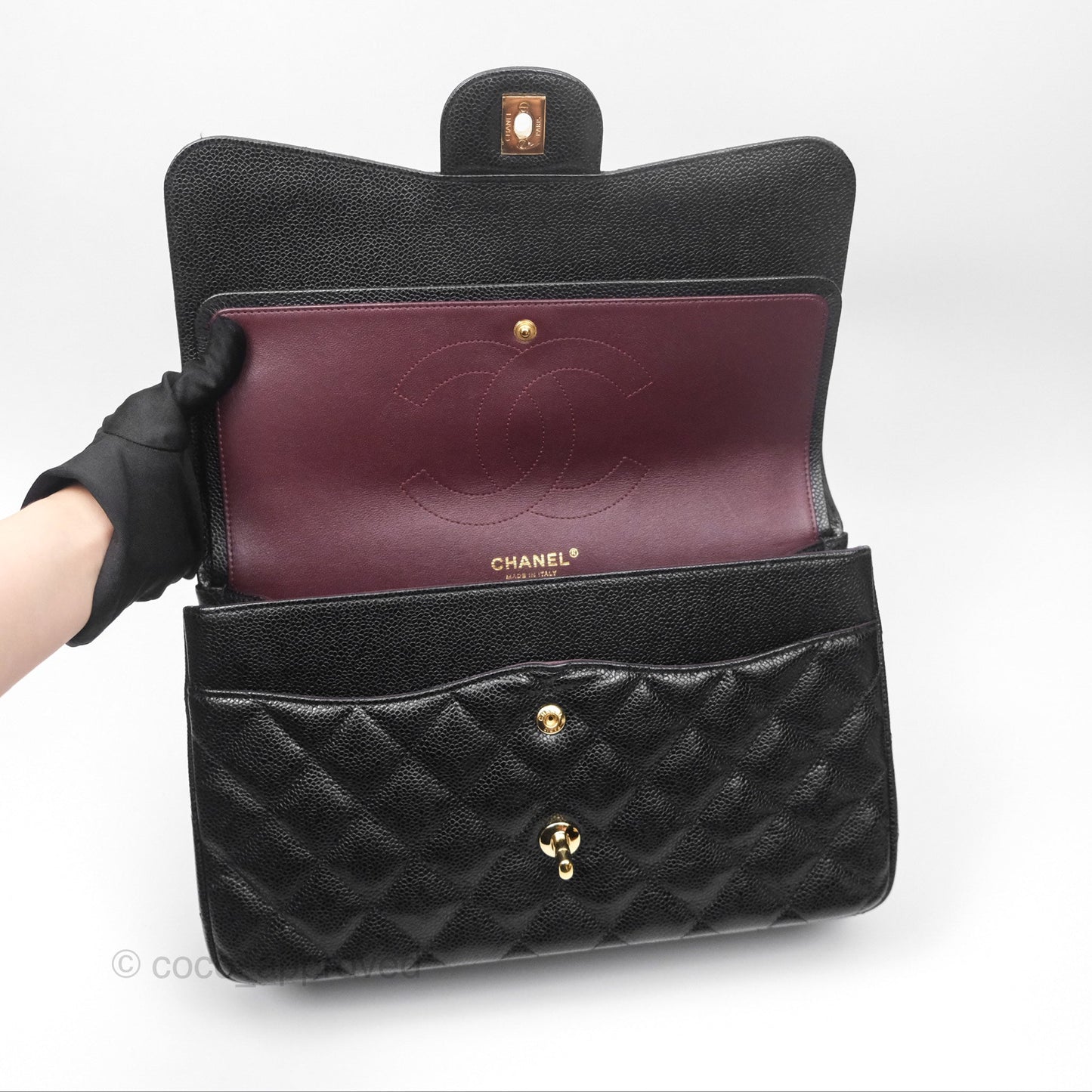 Chanel Jumbo Double Flap Black Caviar Gold Hardware⁣⁣
