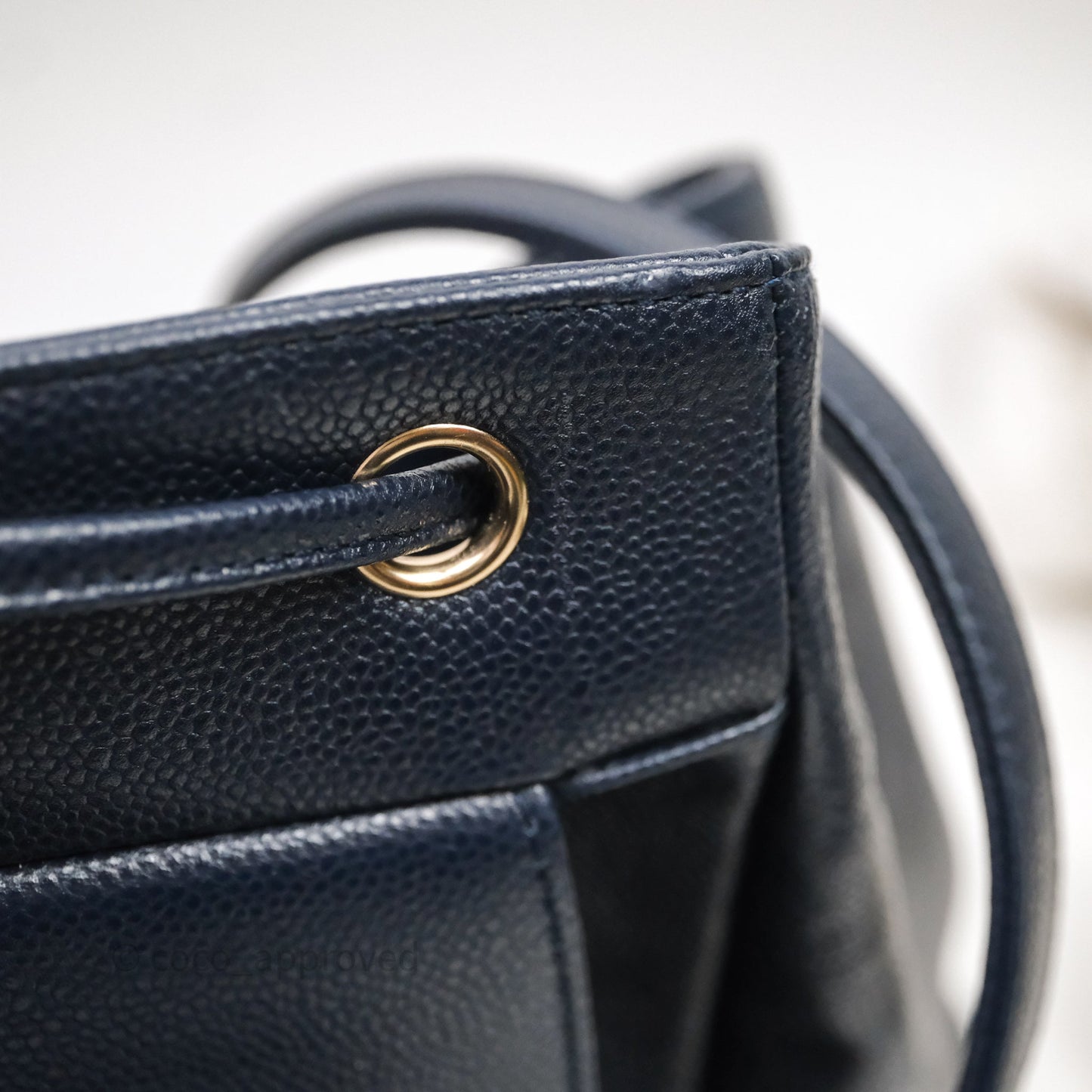 Chanel Quilted Business Affinity Backpack Navy Caviar Light Gold Hardware