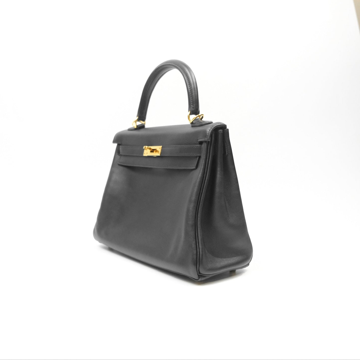 Hermès Retourne Kelly 25 Black Noir 89 Swift Gold Hardware