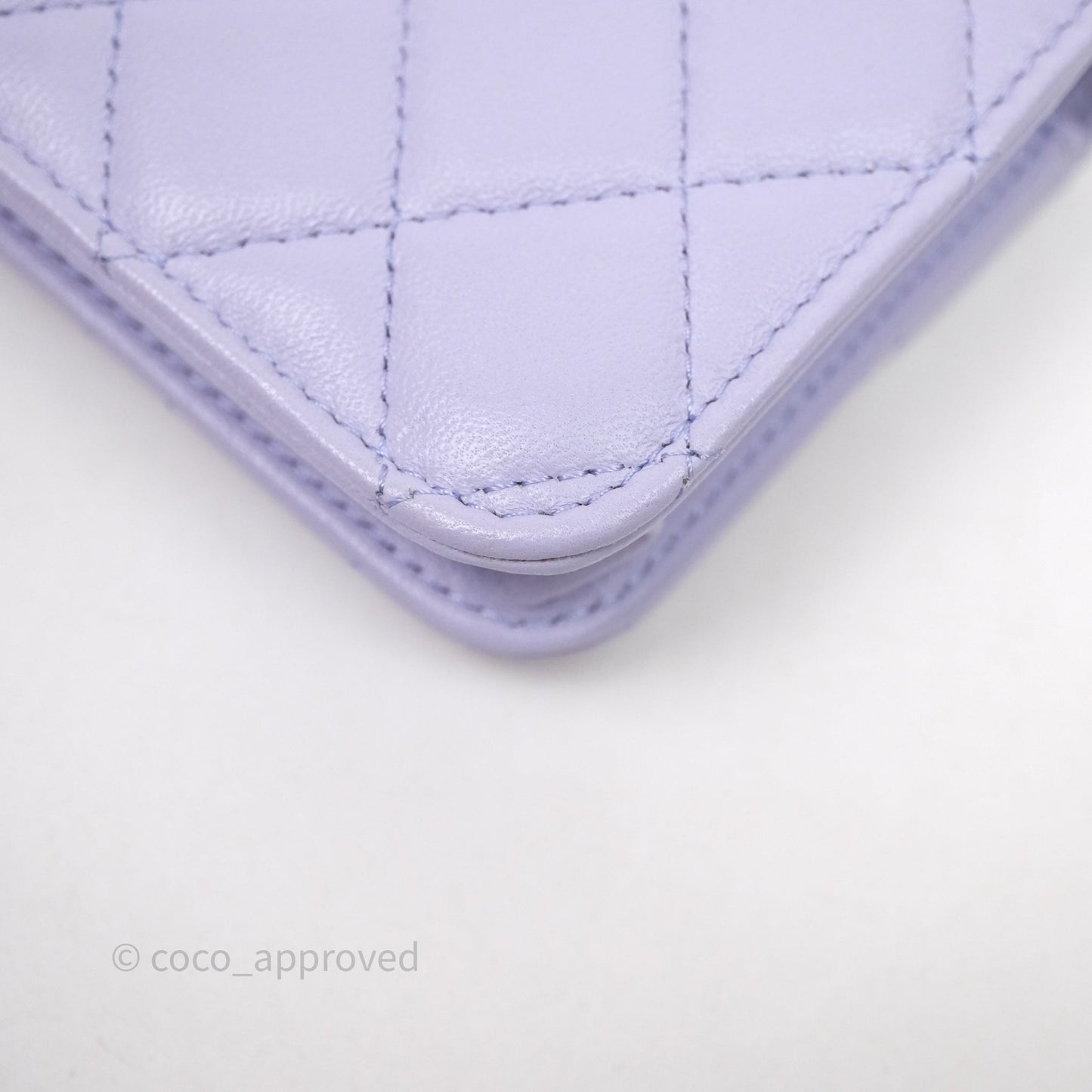 Chanel Mini Handle Flap Coin Purse With Chain Lilac Lambskin Gold Hardware