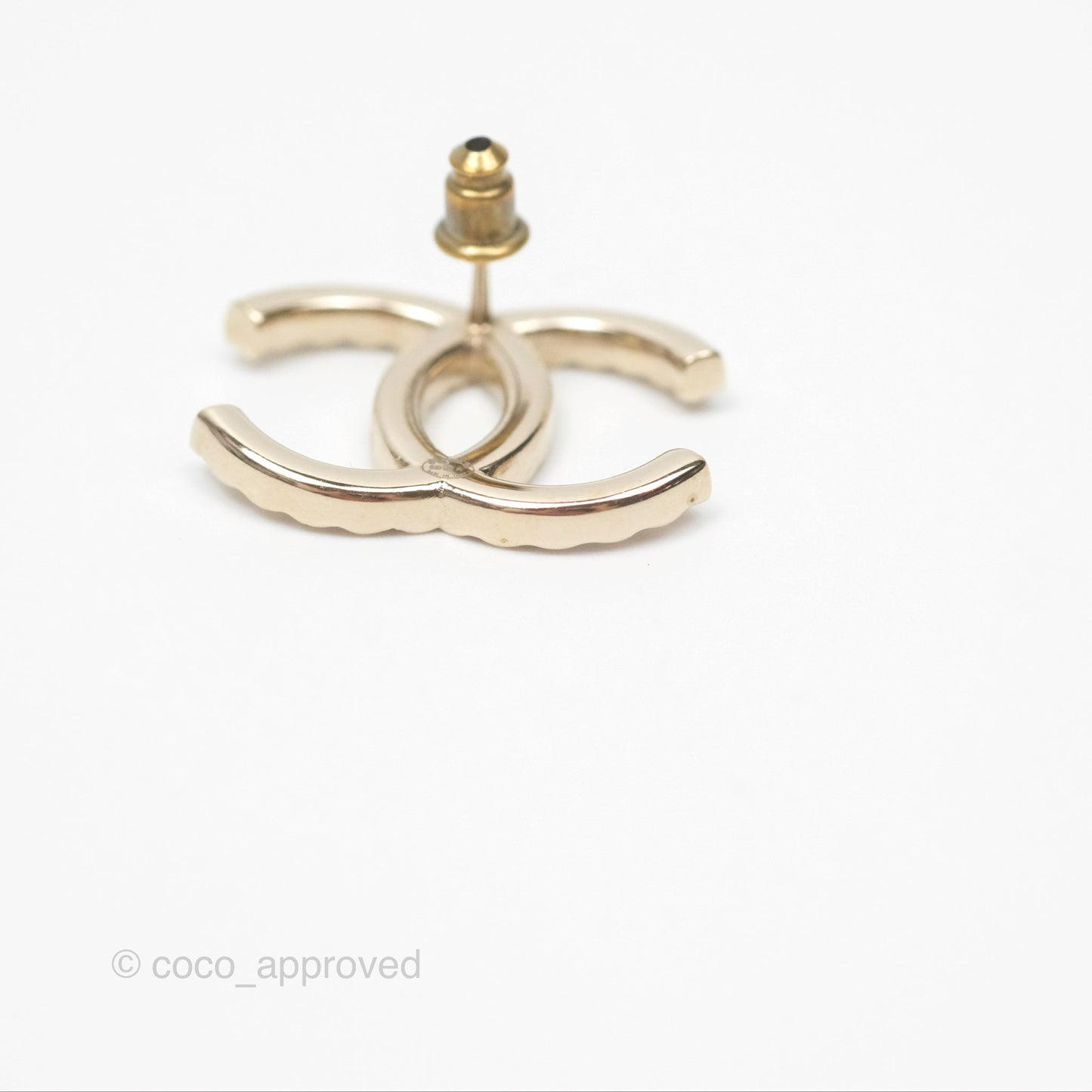 Chanel Crystal CC Earrings Gold Tone 20A