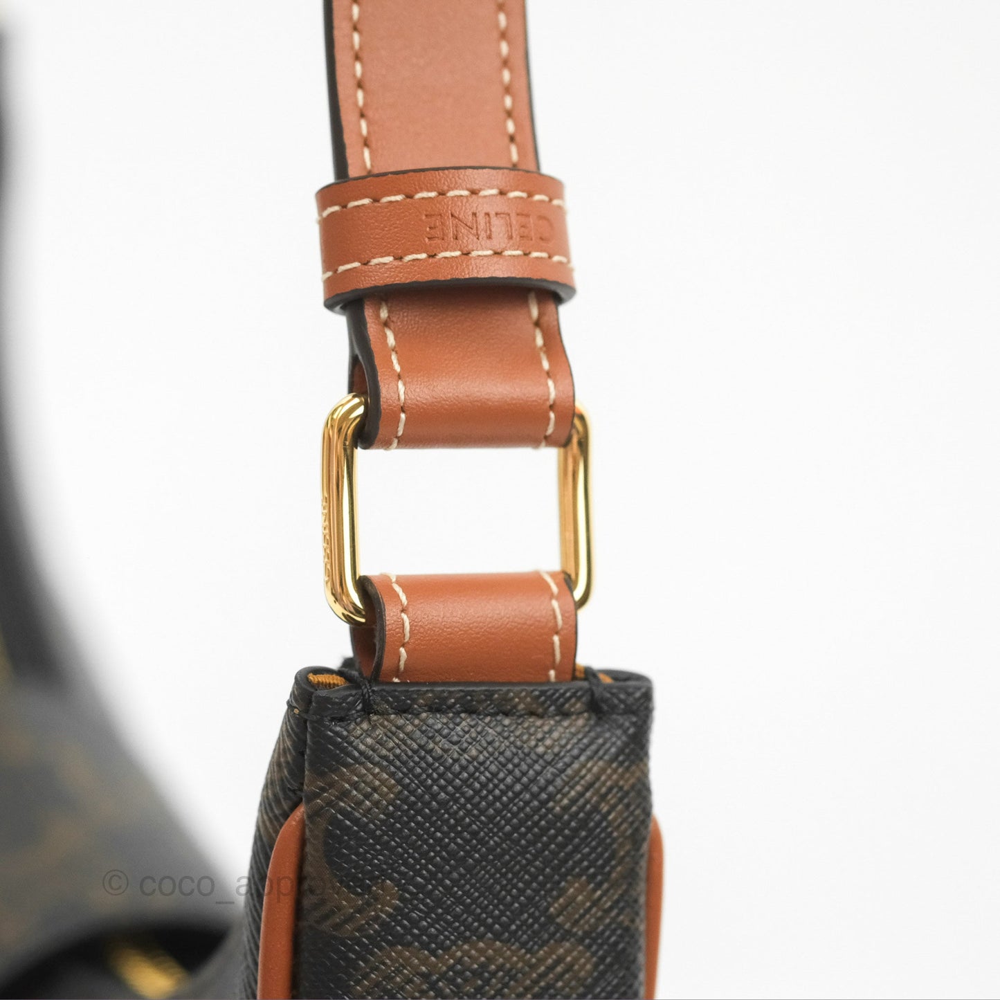 Celine Medium Ava Triomphe Bag Triomphe Canvas Tan Calfskin