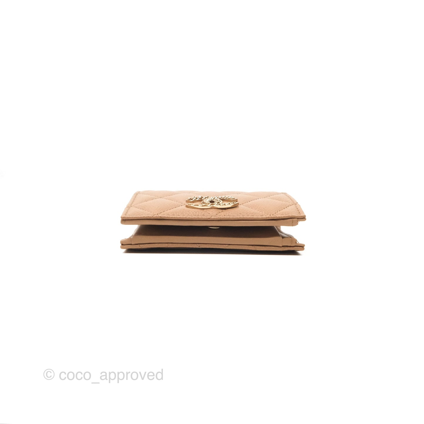 Chanel Short Wallet Beige Caviar Gold Hardware 22K