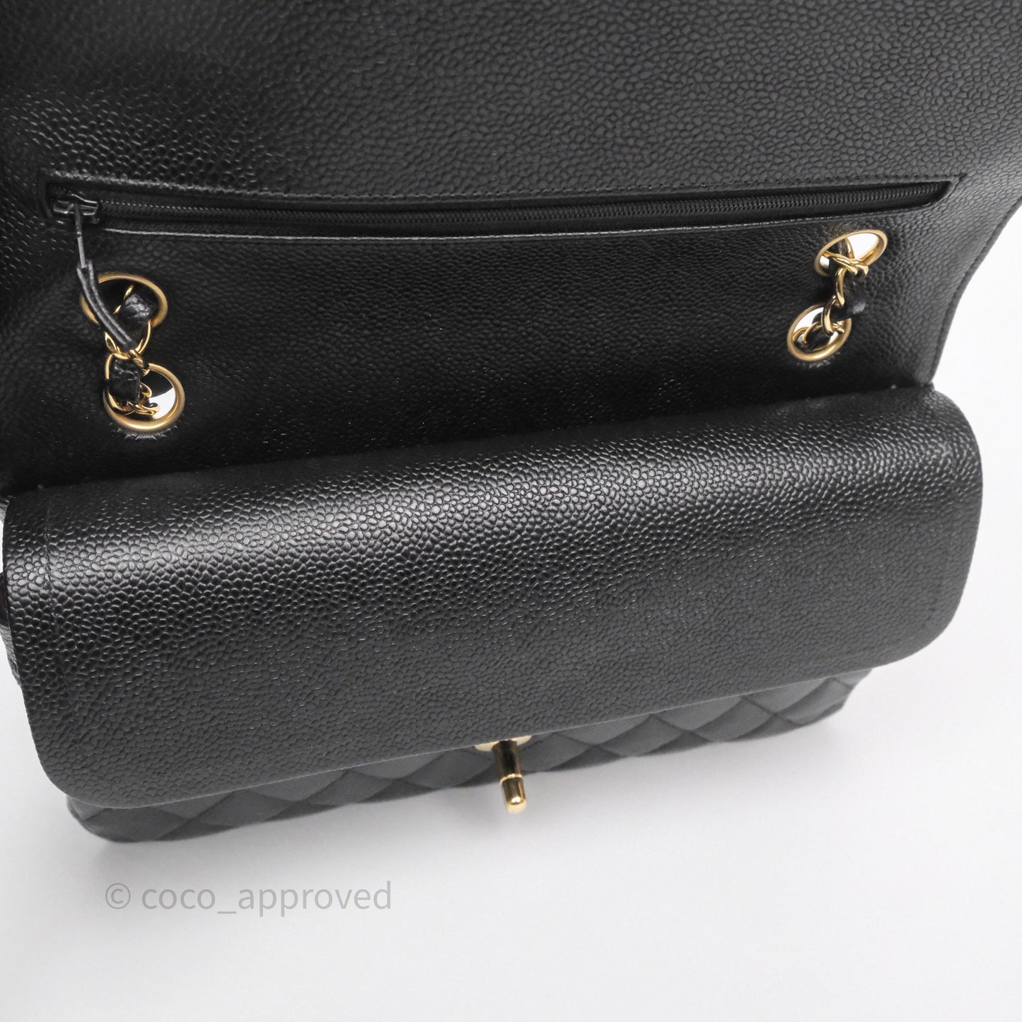 Chanel Classic M/L Medium Flap Quilted Black Caviar Gold Hardware