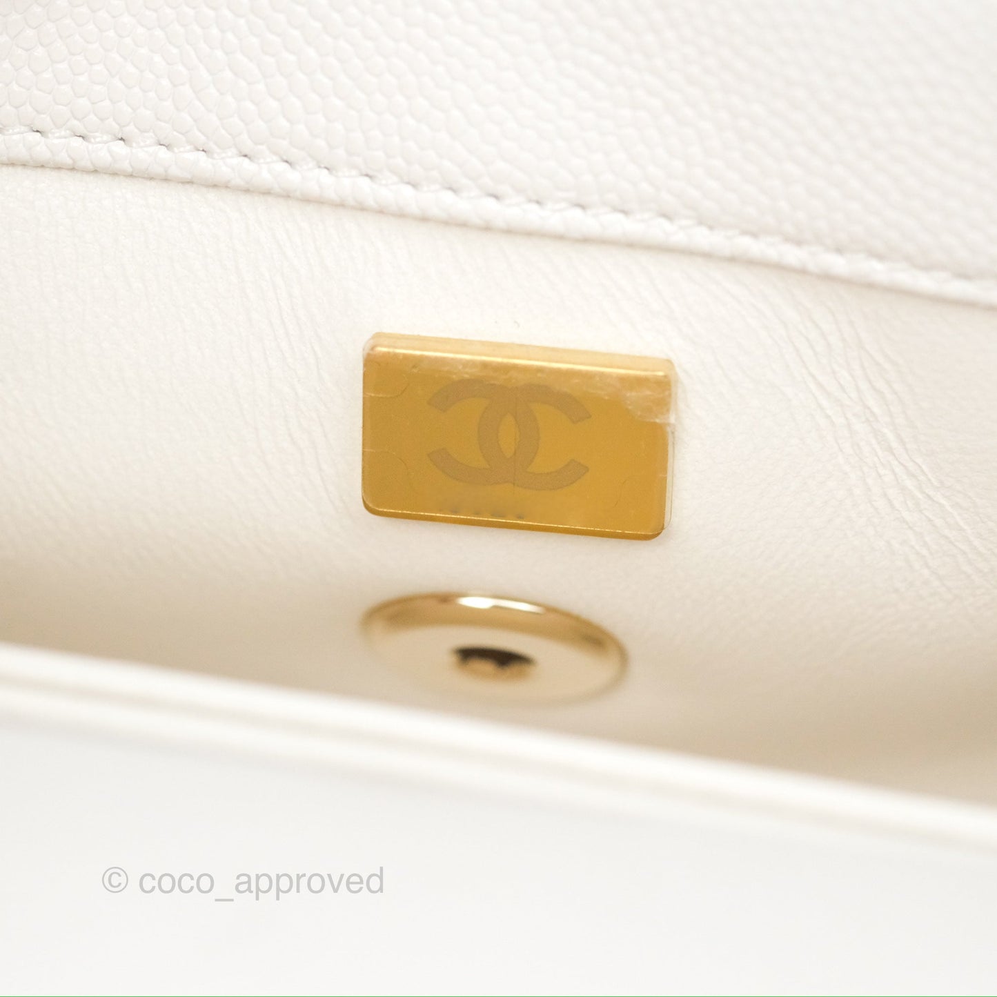 Chanel Extra Mini Quilted Coco Handle White Caviar Gold Hardware