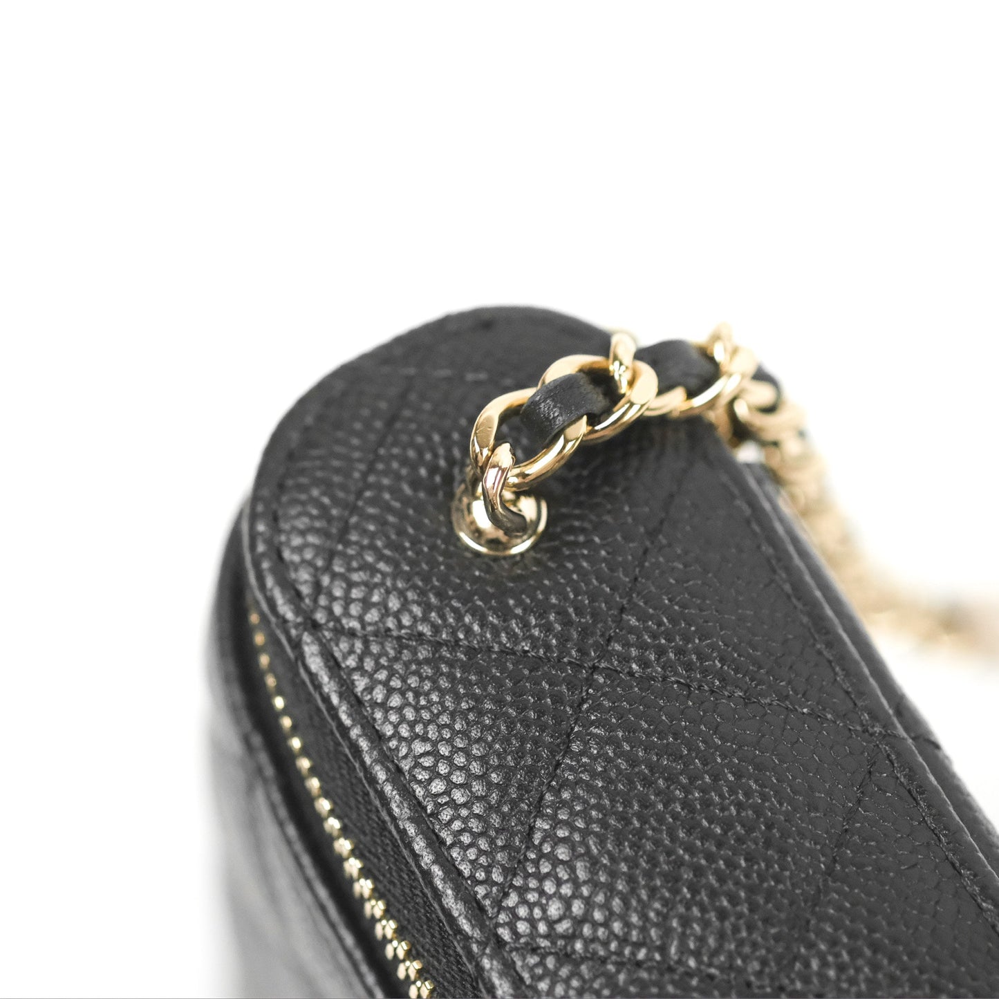 Chanel Classic Mini Vanity With Chain Black Caviar Gold Hardware