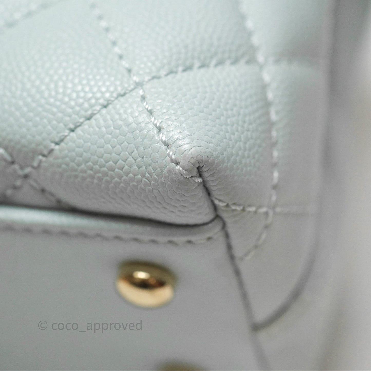 Chanel Small Coco Handle Quilted Light Blue Caviar Gold Hardware