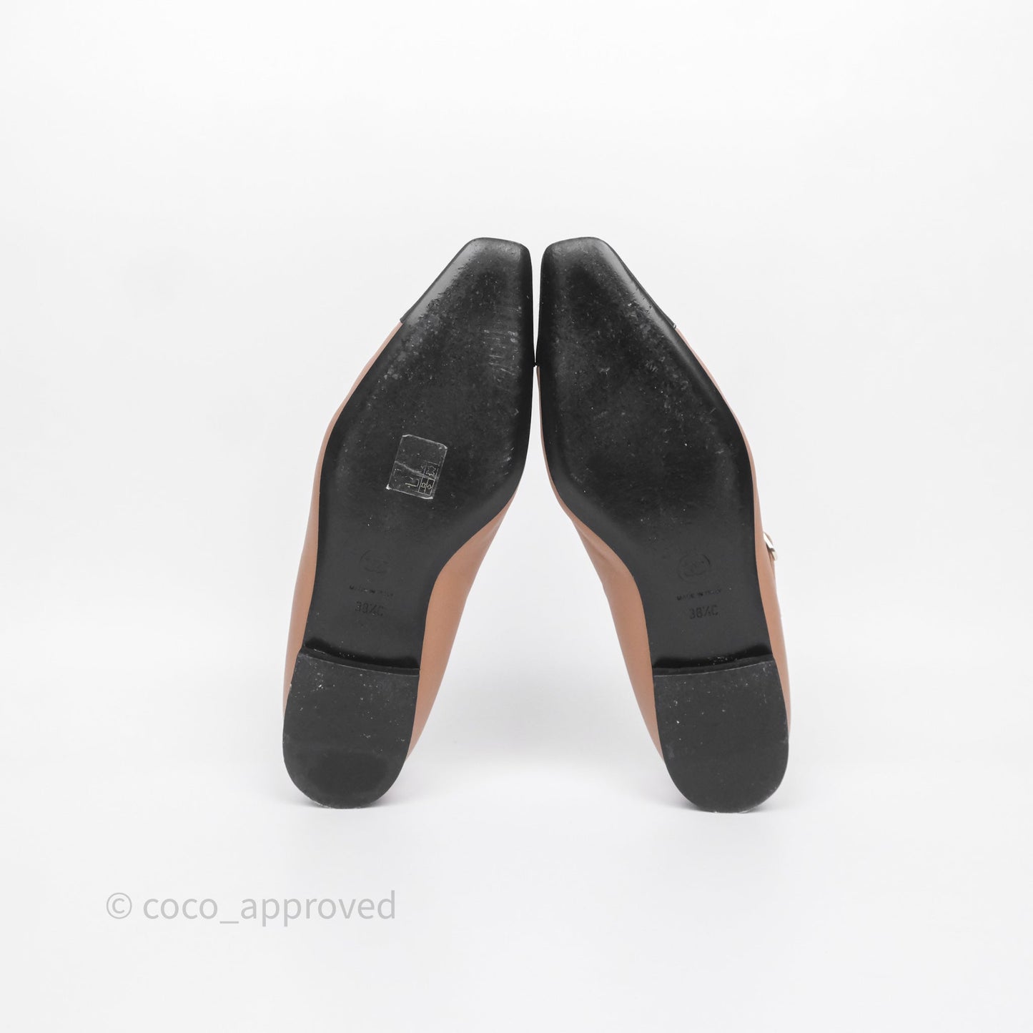 Chanel Crystal CC Flats Dark Beige/ Black Size 38.5