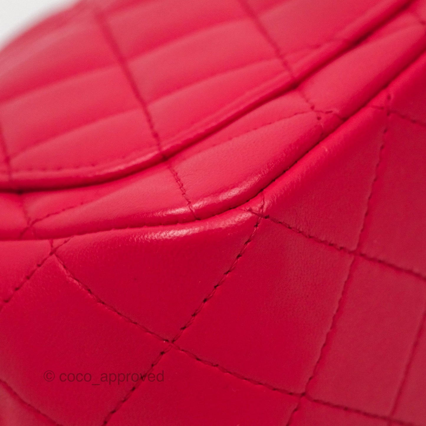 Chanel Mini Square Quilted Red Lambskin Gold Hardware