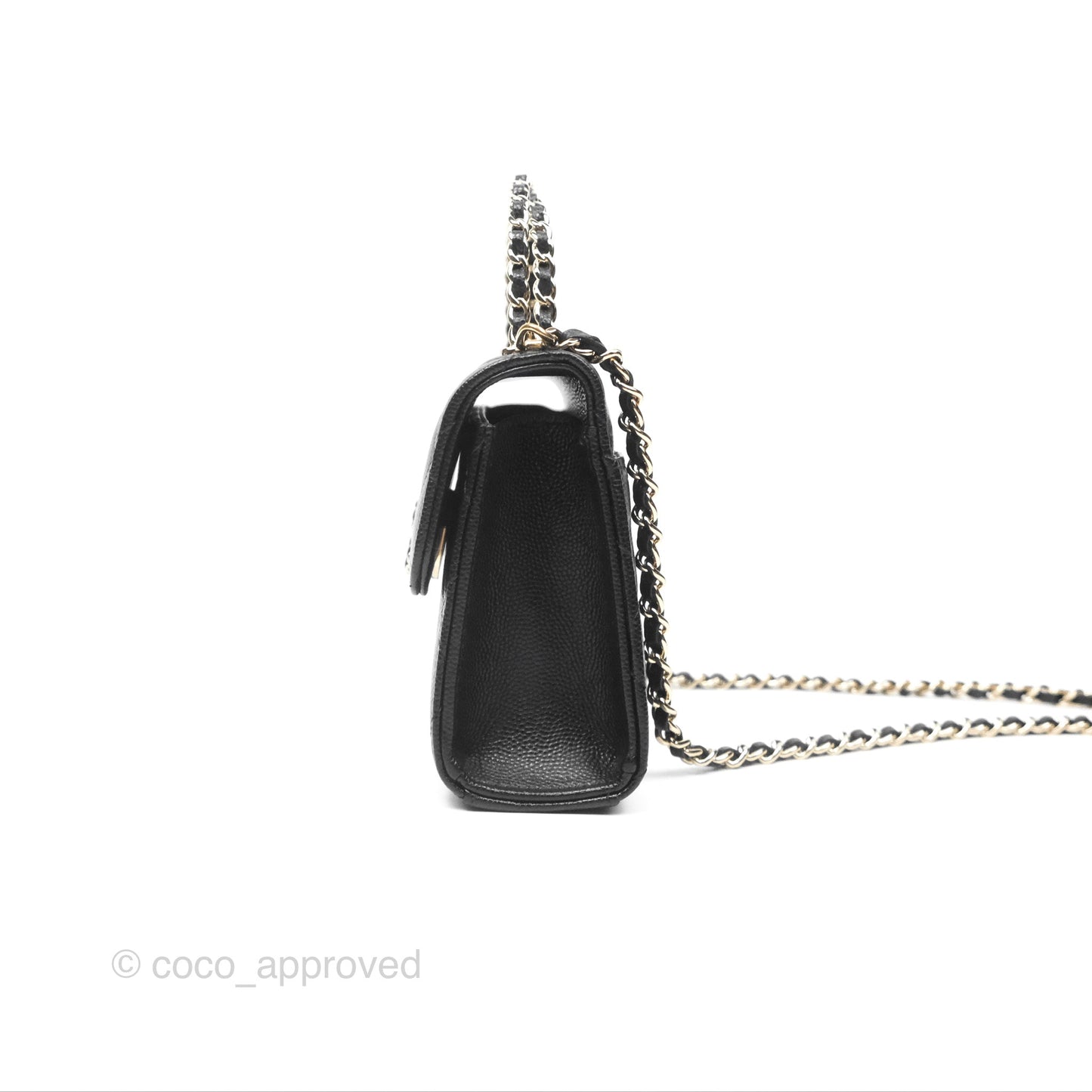 Chanel Kelly Clutch With Chain Black Caviar Gold Hardware