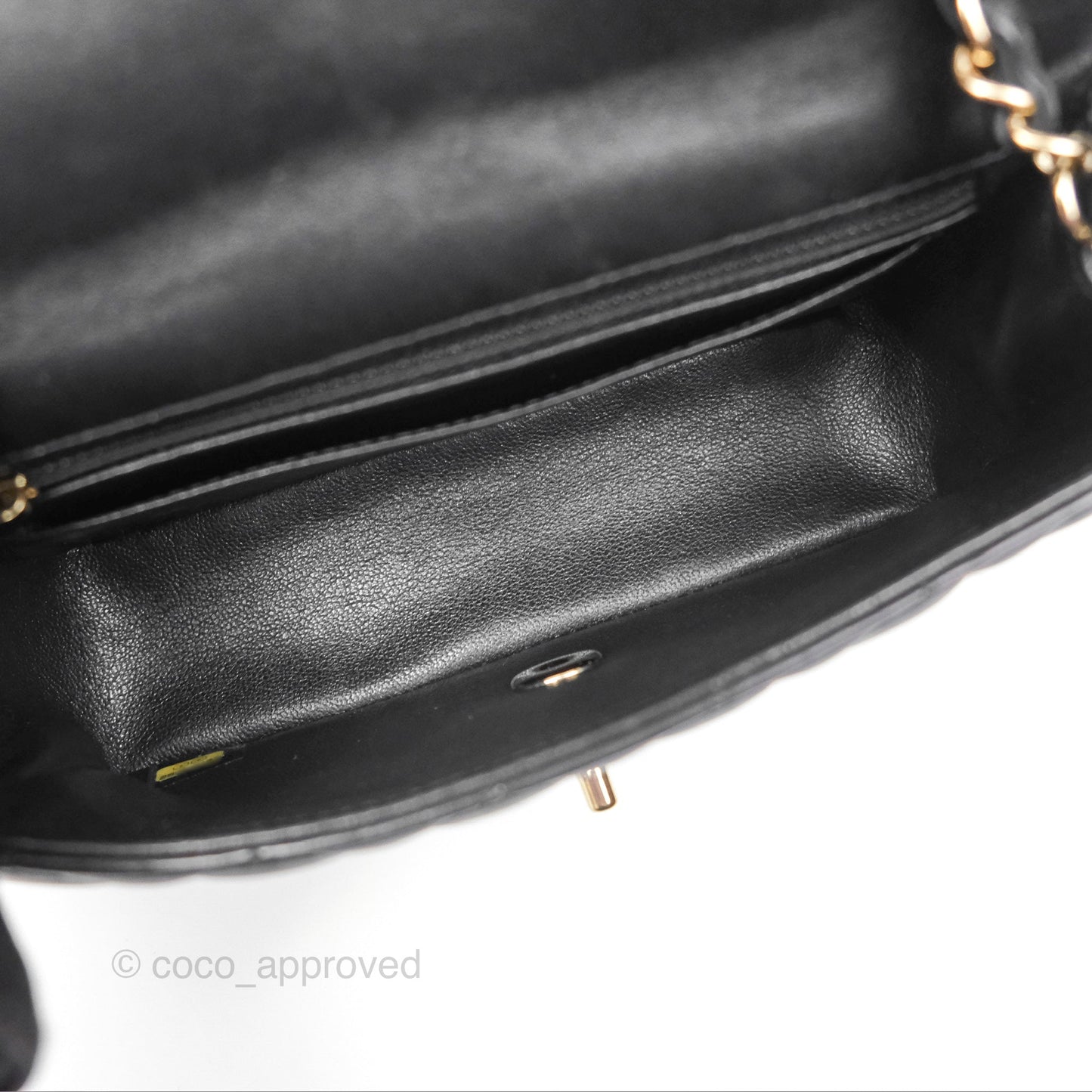 Chanel Mini Rectangular Flap Quilted Black Lambskin Gold Hardware