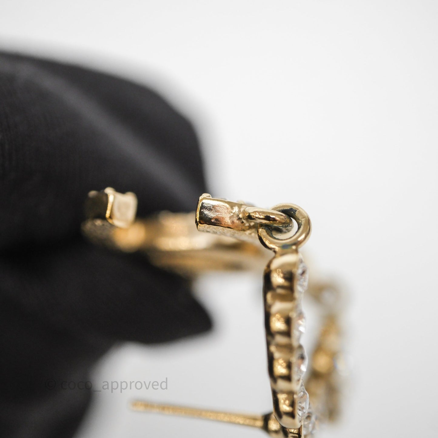 Chanel Crystal CC Floral Earrings Gold Tone 23A