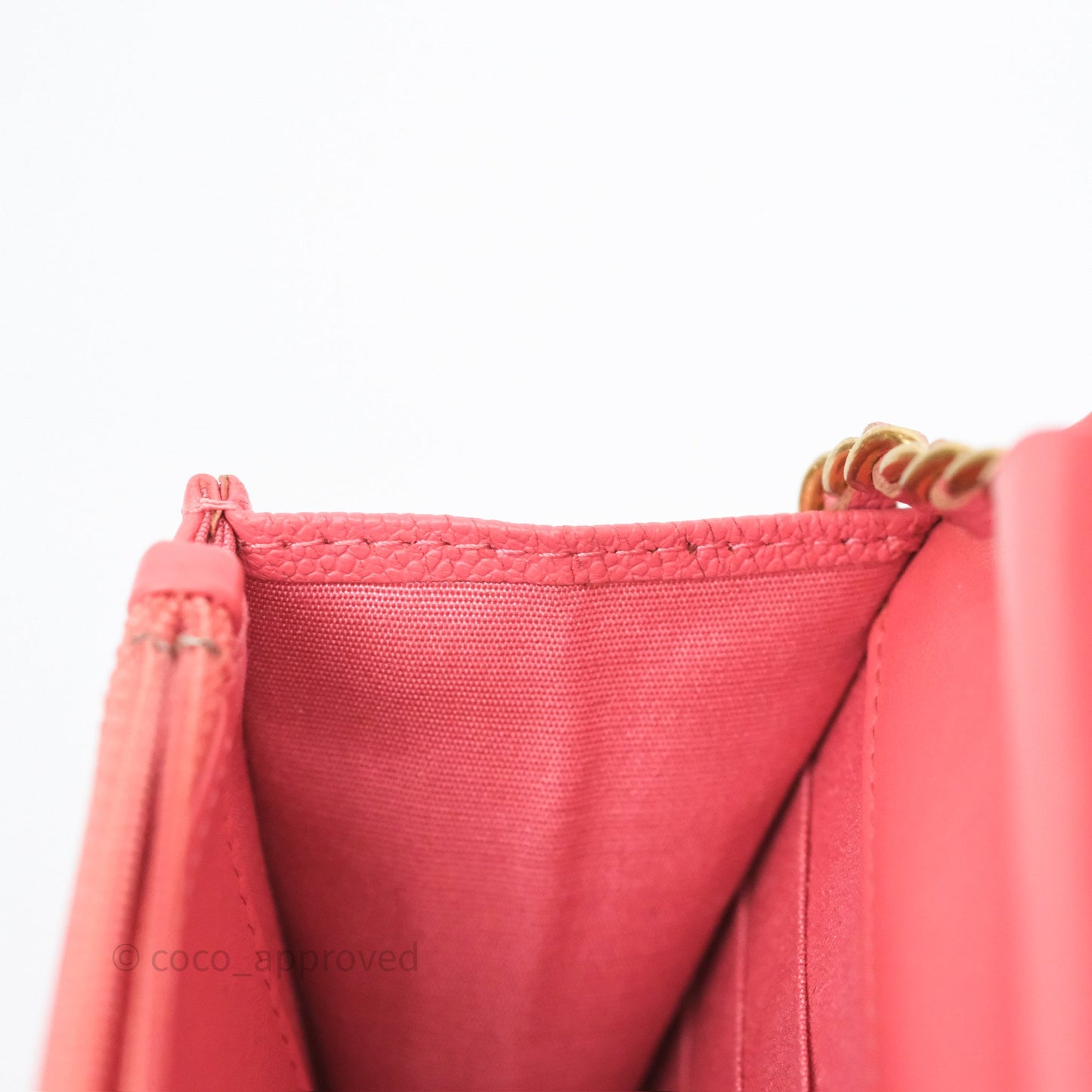 Chanel Boy Wallet on Chain WOC Quilted Dark Pink Caviar Aged Gold Hardware