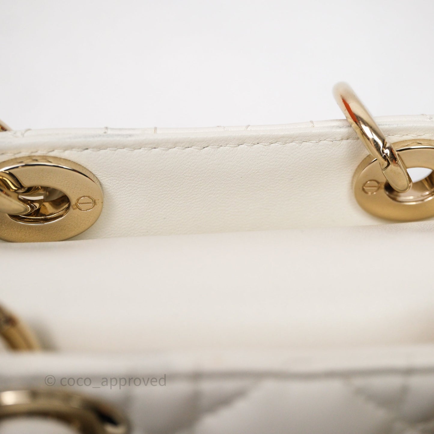 Christian Dior Micro Lady D-Joy Bag Latte Cannage Lambskin Gold Hardware