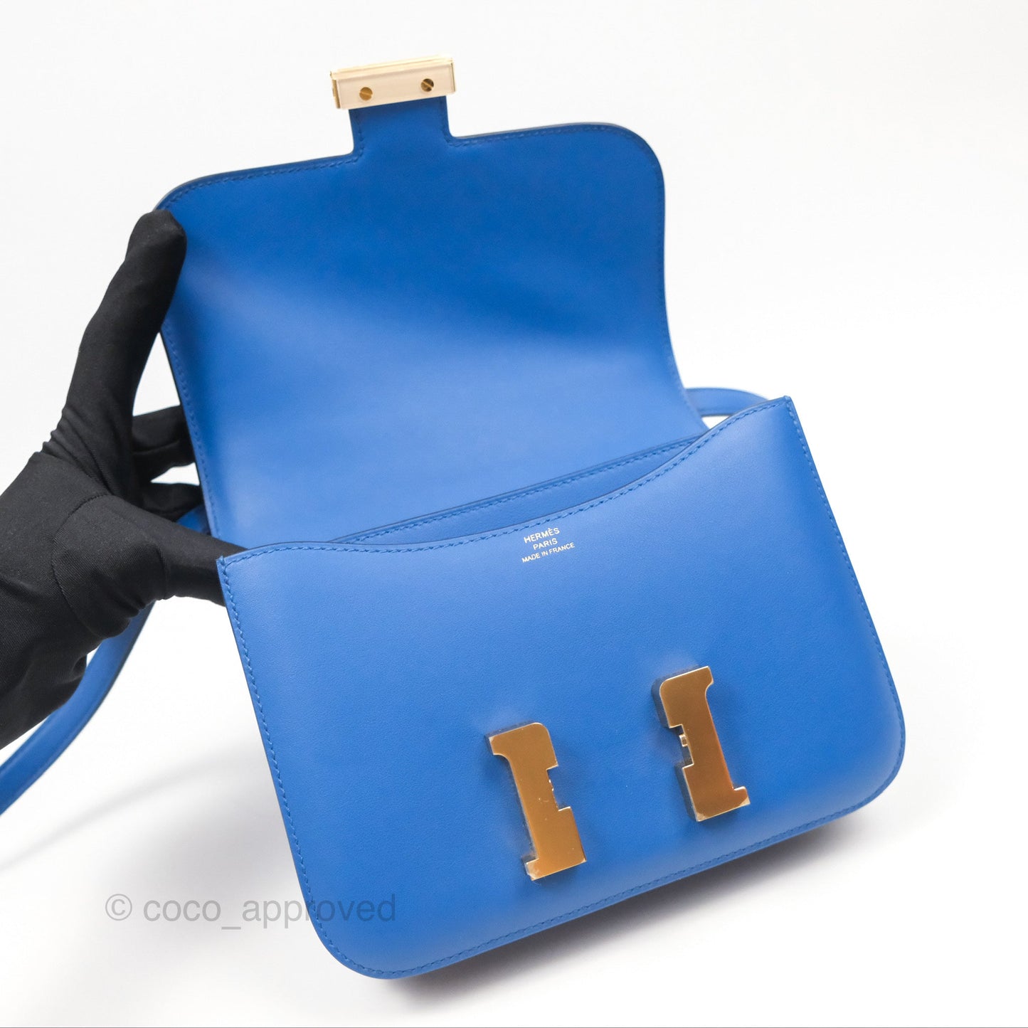 Hermès Constance Mini 18cm Mirror Bleu France 71 Swift Gold Hardware