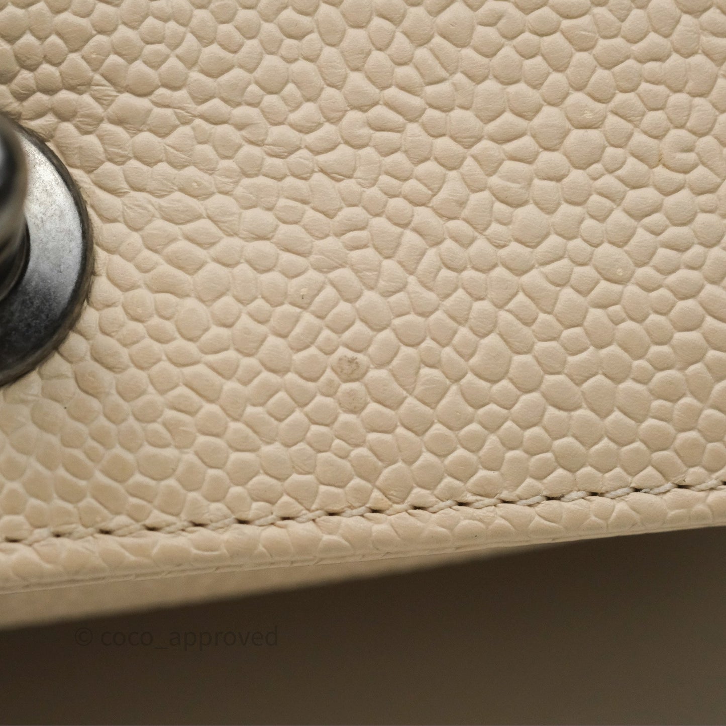 Chanel Small Boy Chevron Beige Caviar Ruthenium Hardware