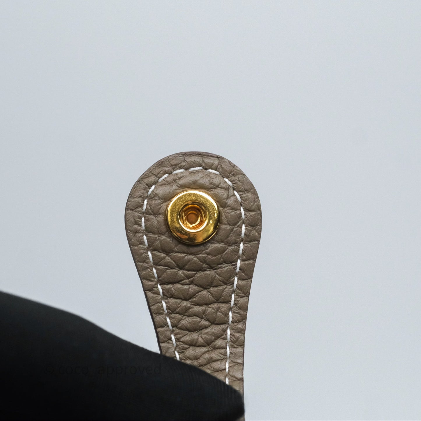 Hermès Mini Evelyne 16 Etoupe 18 Clemence Gold Hardware with Bleu Indigo Strap