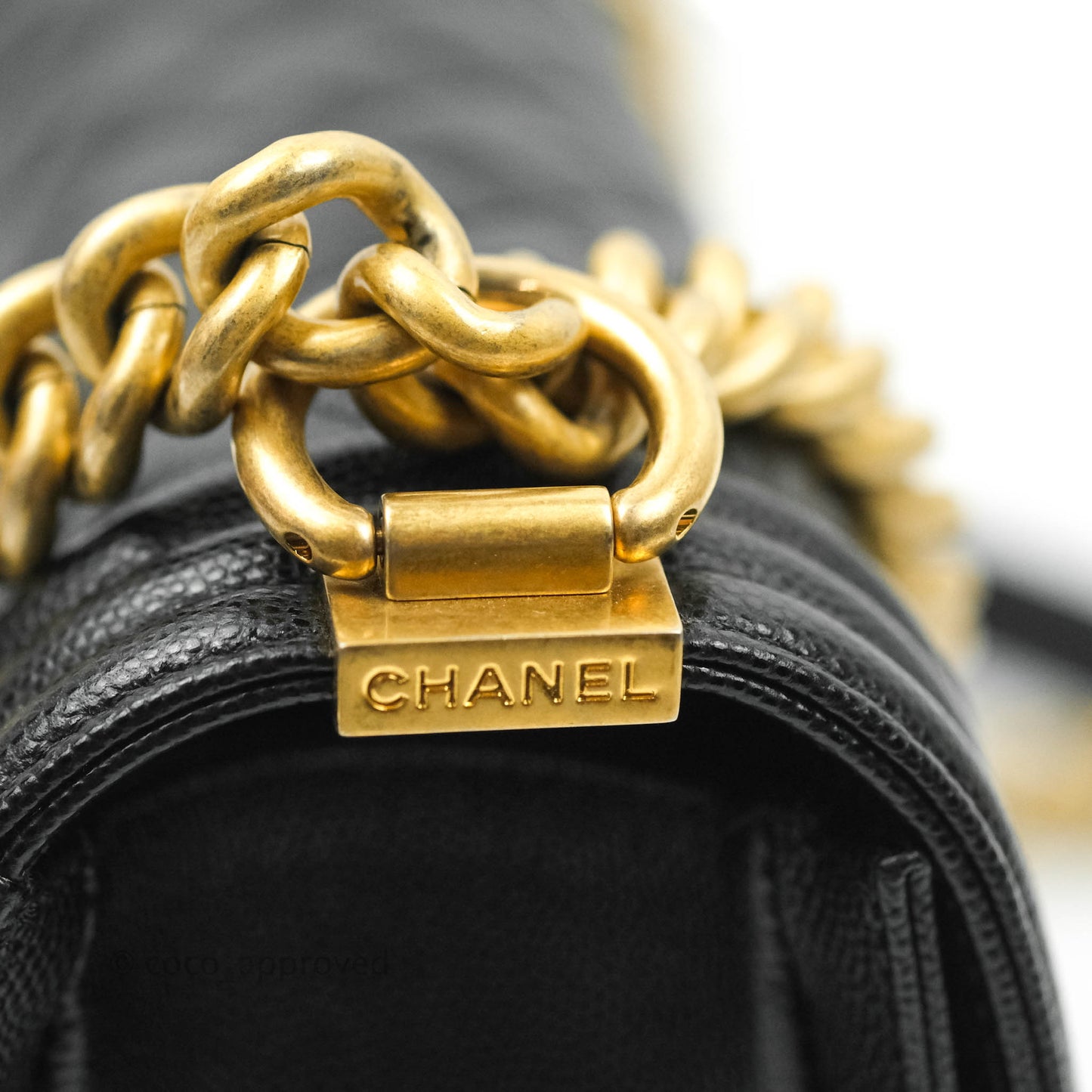 Chanel Quilted Medium Caviar Boy Flap Aged Gold Hardware