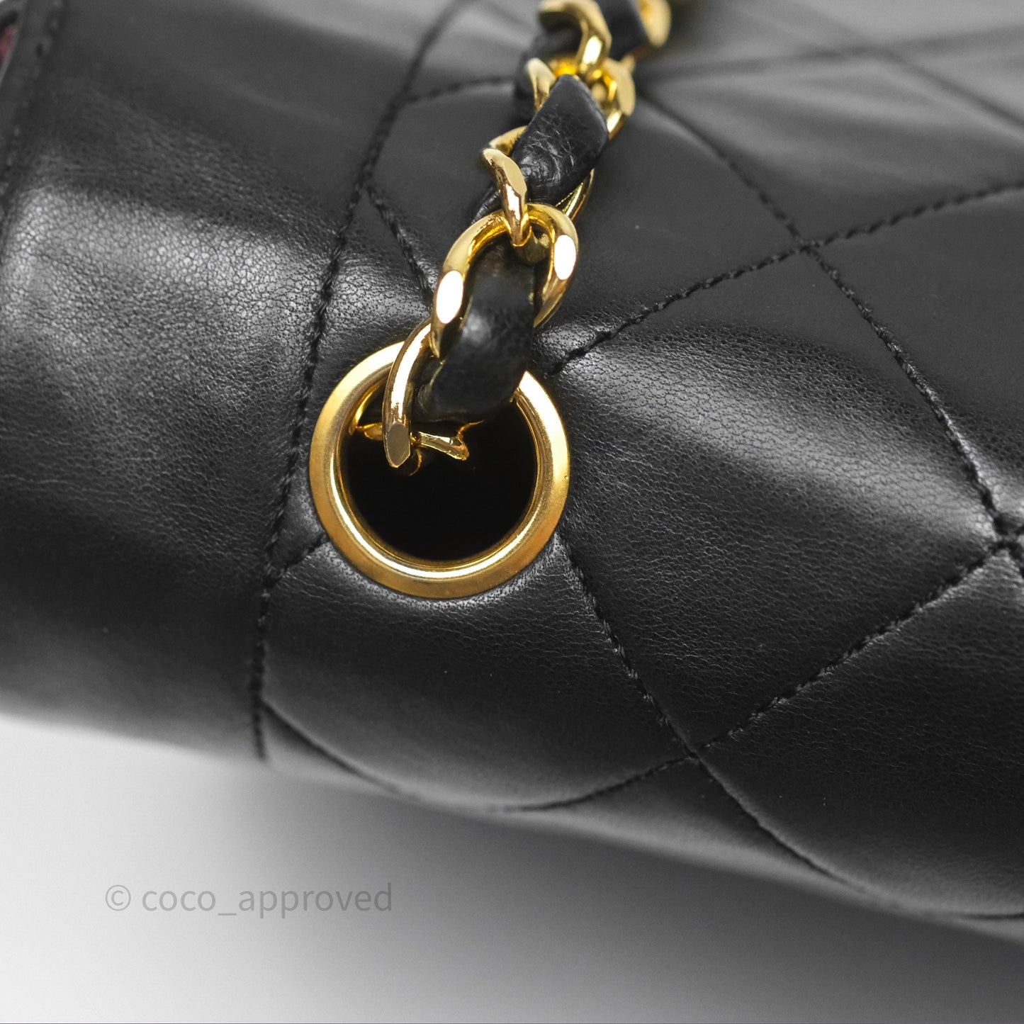 Chanel Medium Vintage Quilted Classic Diana Flap Bag Black Lambskin 24K Gold Hardware