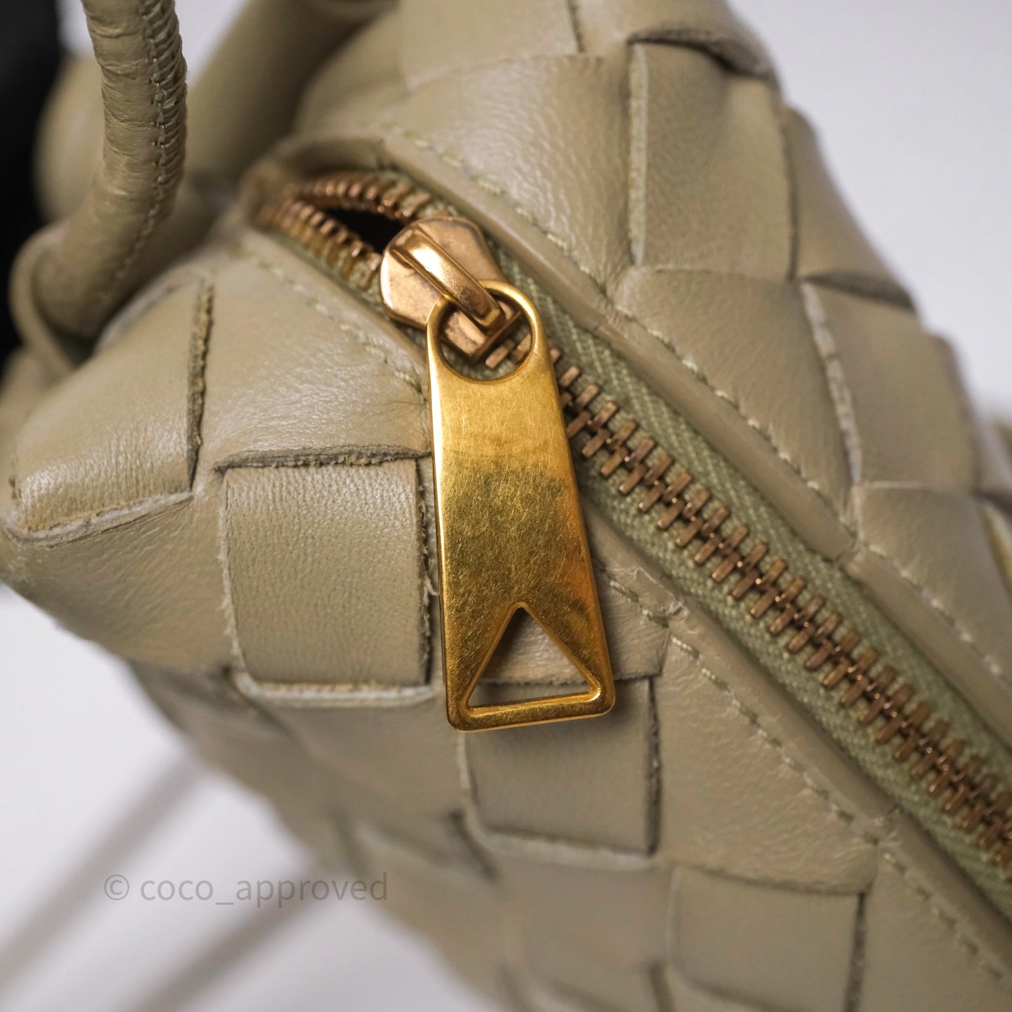 Bottega Veneta Mini Loop Camera Bag Intrecciato Lambskin Travertine