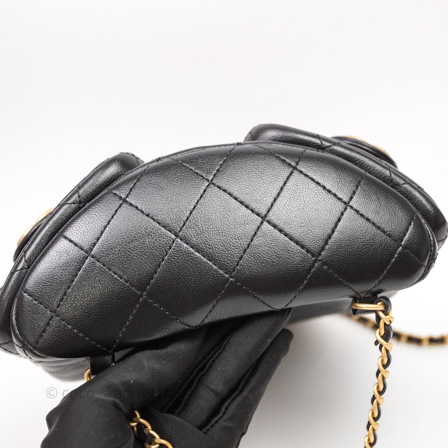 Chanel Double Pocket Black Lambskin Gold Hardware 25C