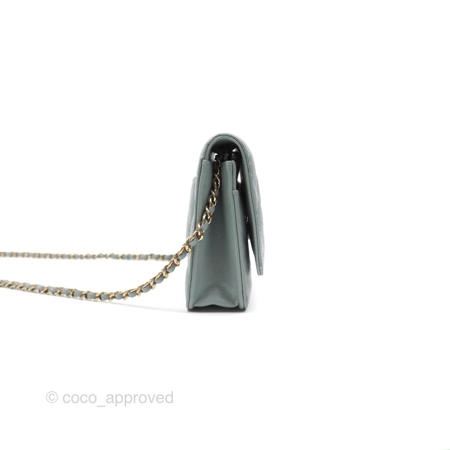 Chanel Quilted Classic Wallet on Chain WOC Green Caviar Silver Hardware