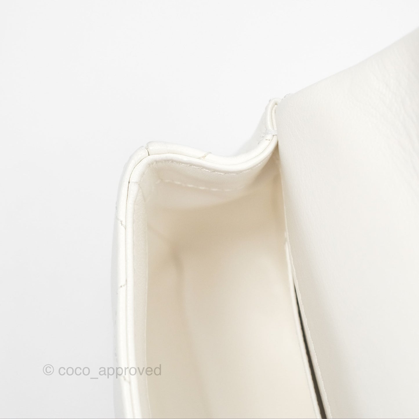 Chanel Top Handle Mini Flap Ivory White Lambskin Gold Hardware