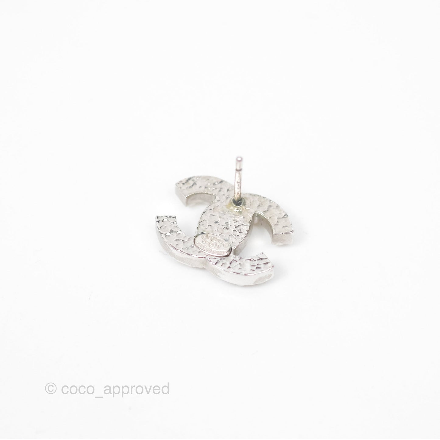 Chanel Pearl CC Earrings Silver Tone 07V