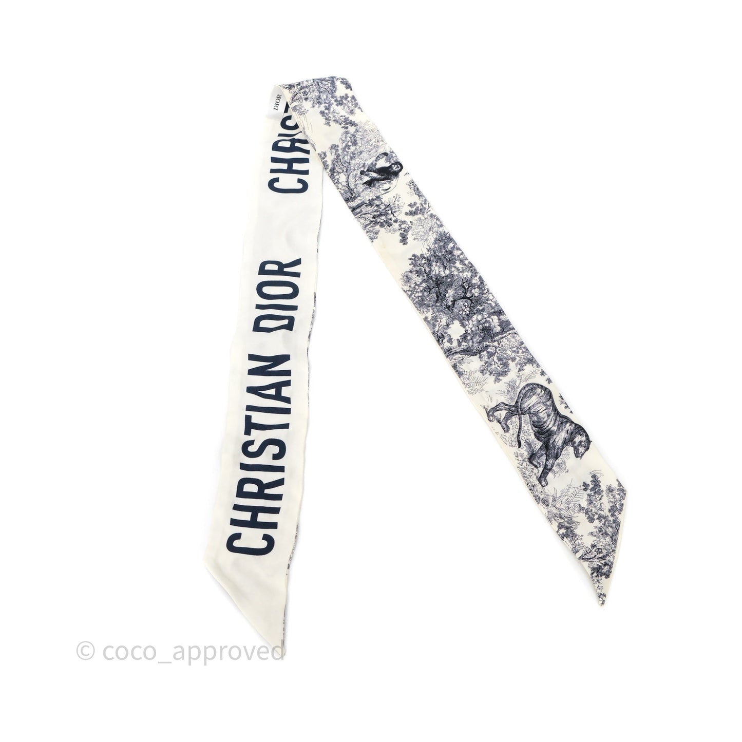 Christian Dior Toile De Jouy Mitzah Silk Twilly Ivory