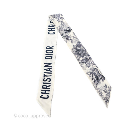 Christian Dior Toile De Jouy Mitzah Silk Twilly Ivory
