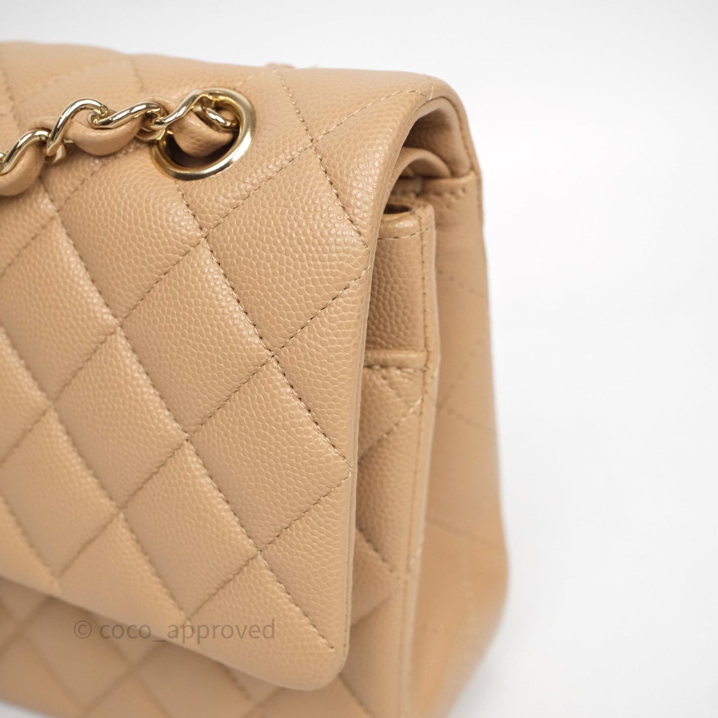 Chanel Classic M/L Medium Flap Quilted Dark Beige Caviar Gold Hardware