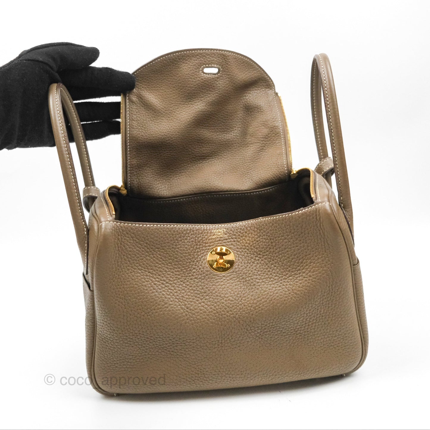 Hermès Lindy 26 Etoupe Clemence Gold Hardware