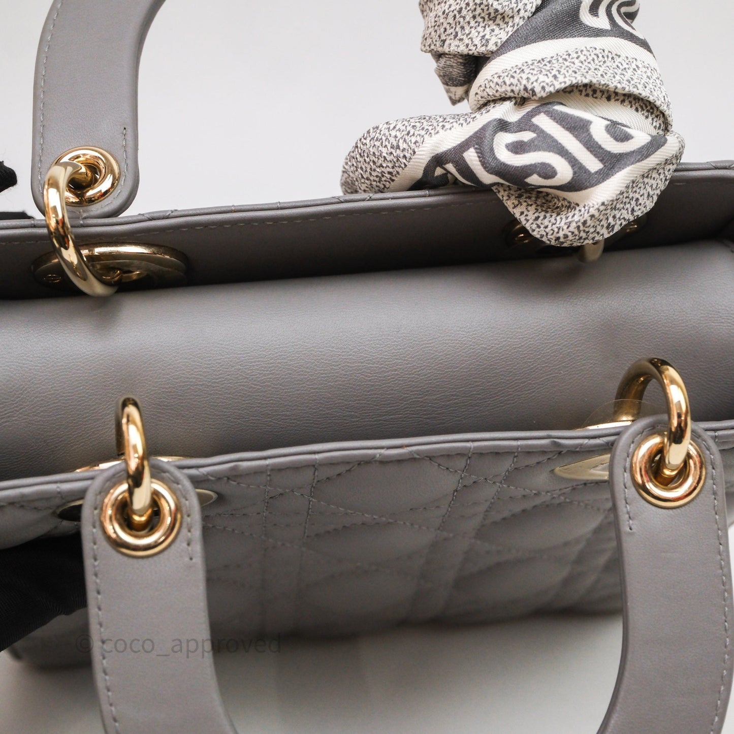 Christian Dior Small Lady Dior Grey Lambskin Gold Hardware