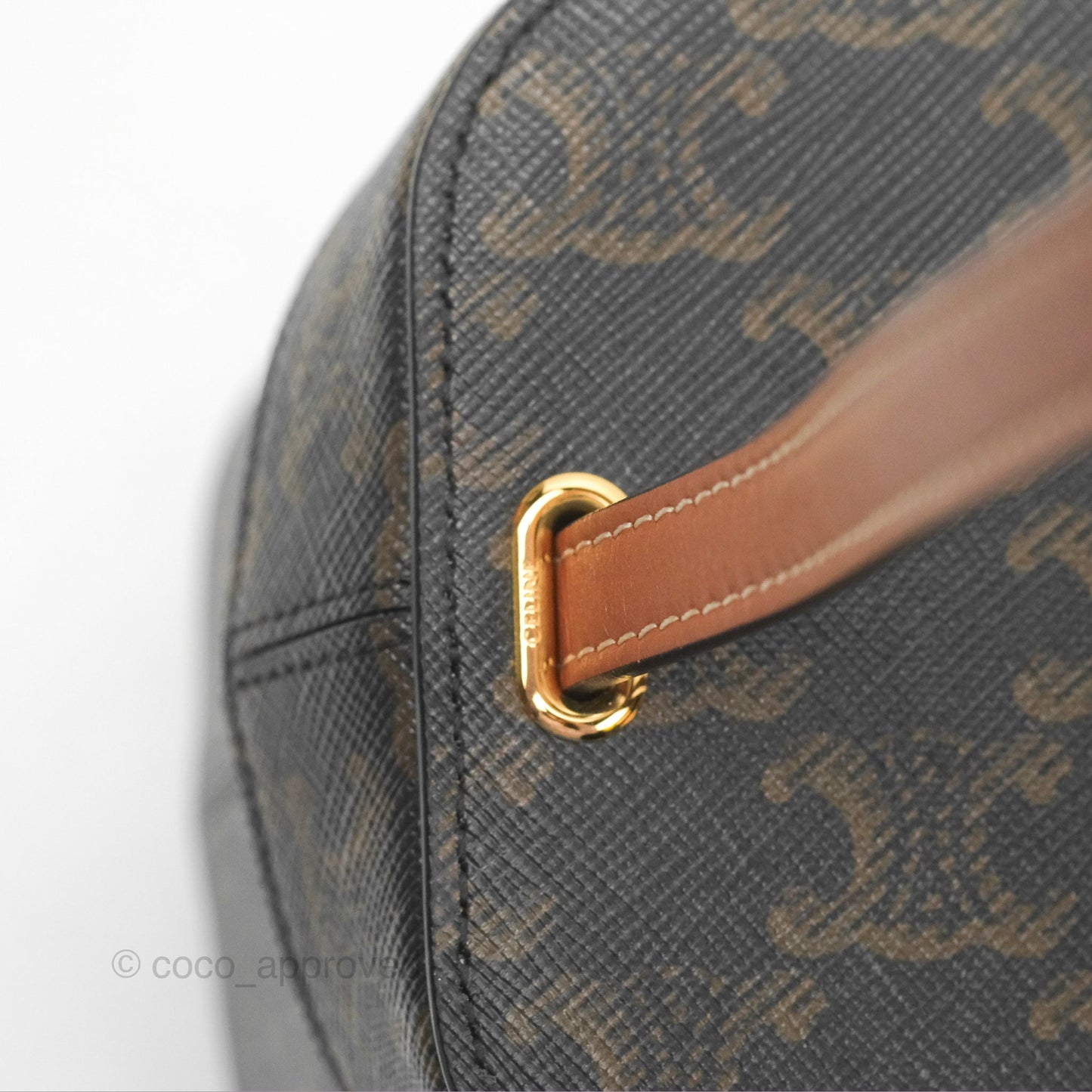 Celine Small Box Cuir Bag Triomphe Canvas Tan
