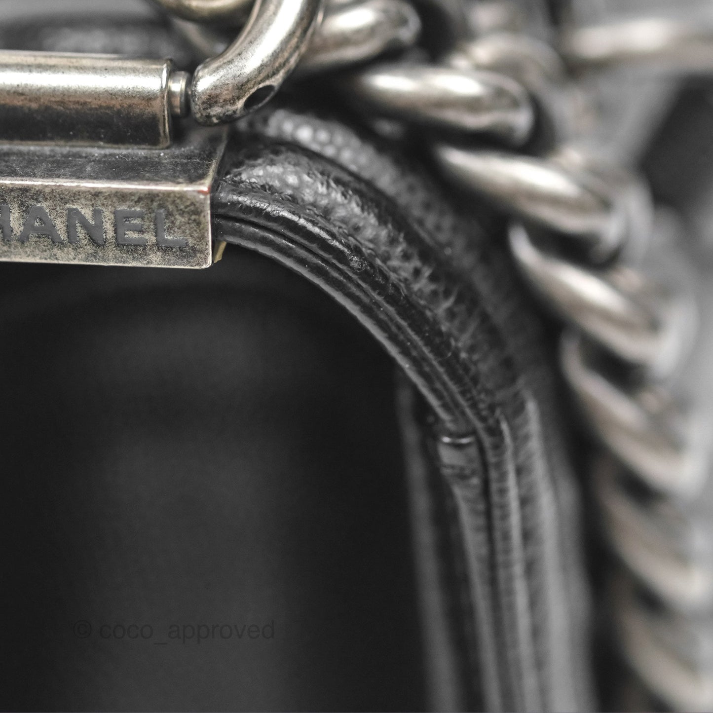 Chanel Medium Boy Quilted Black Caviar Ruthenium Hardware
