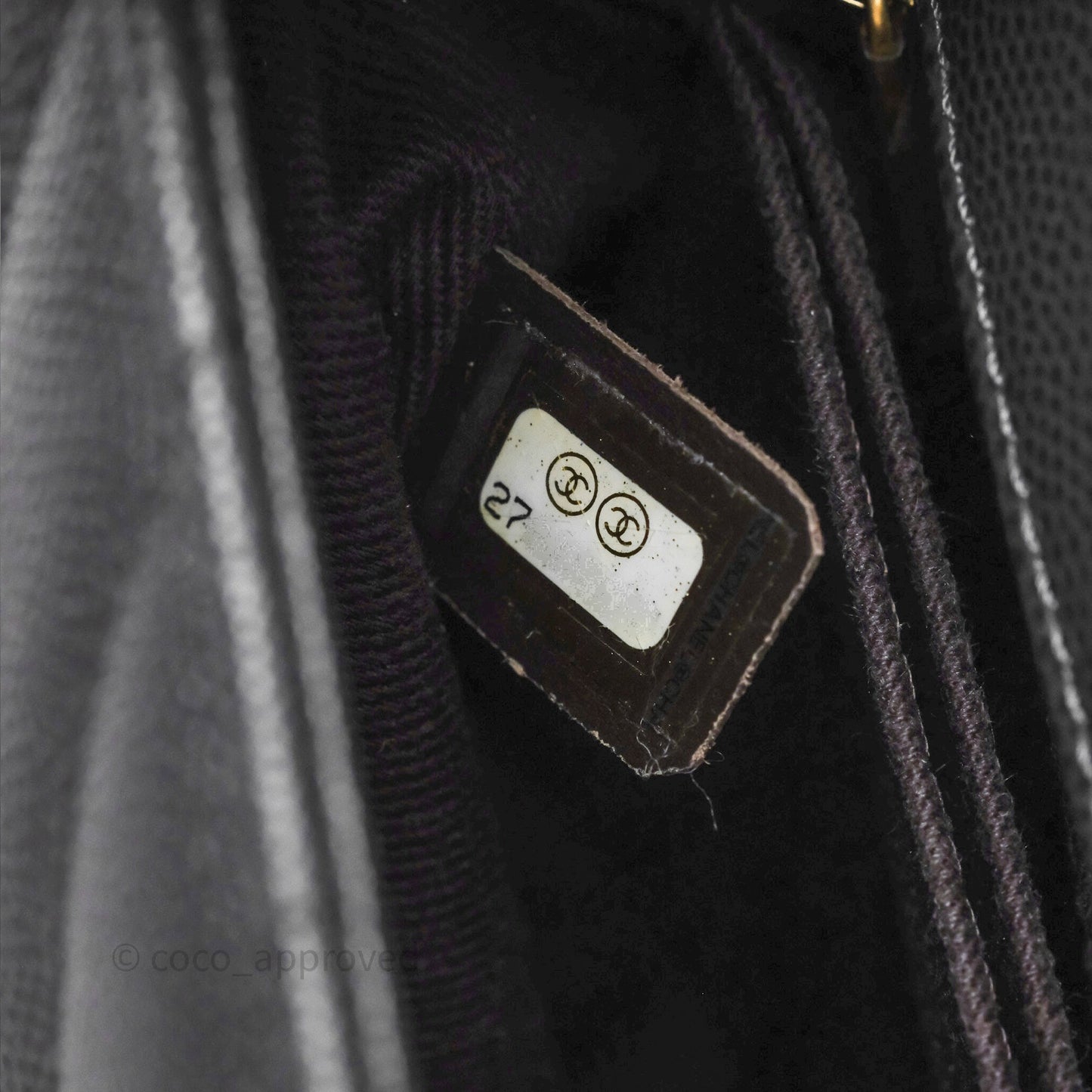 Chanel Small Coco Handle Chevron Dark Grey Caviar Aged Gold Hardware